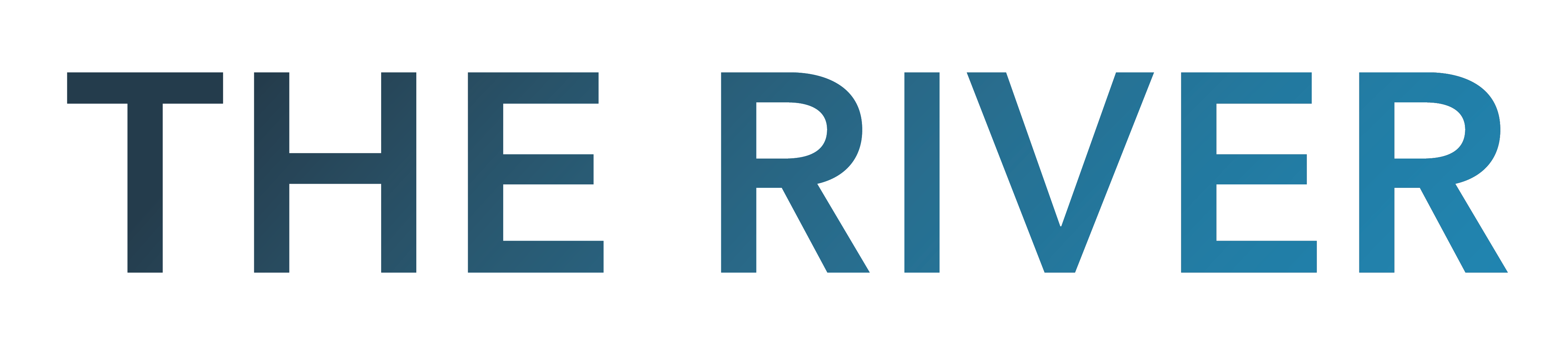 The image shows the phrase "THE RIVER" in large blue letters.